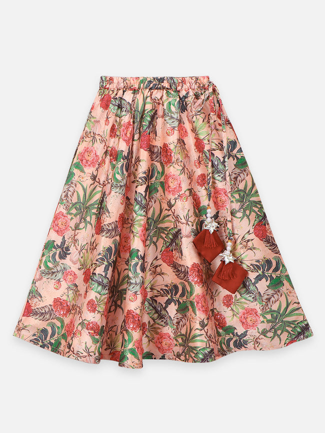 Jungle Print Flared Lehenga with Ruffled Choli