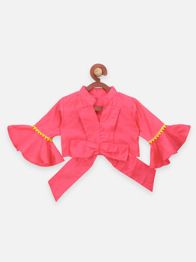 Beige Floral Flared Palazzo with Elegant Bell Sleeve Blouse