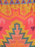 Aztec Print Flared Palazzo with Lime Yellow Flounce Blouse