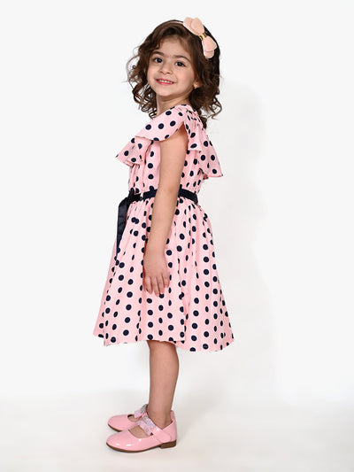 Peach Polka Fit and Flare Dress