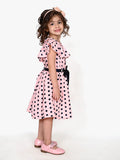 Peach Polka Fit and Flare Dress