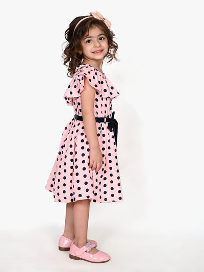 Peach Polka Fit and Flare Dress