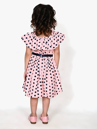 Peach Polka Fit and Flare Dress