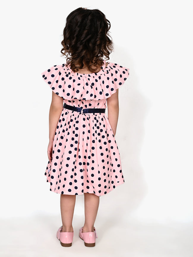 Peach Polka Fit and Flare Dress