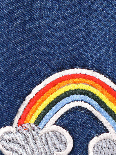 Rainbow Crop top with Denim shorts Co-ord Set