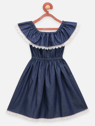 Denim Washed dress with Handloom Belt