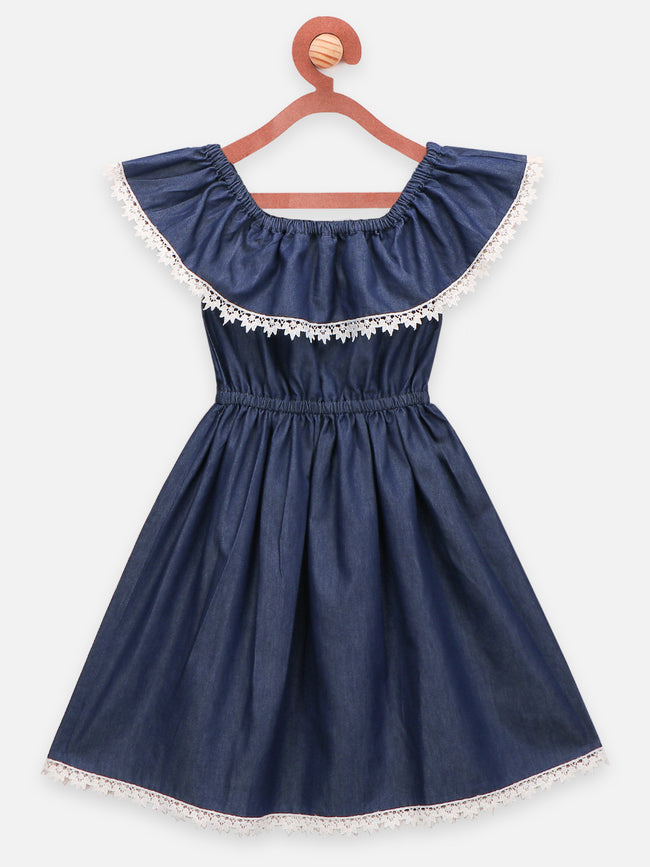 Denim Washed dress with Handloom Belt