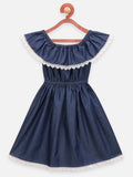 Denim Washed dress with Handloom Belt