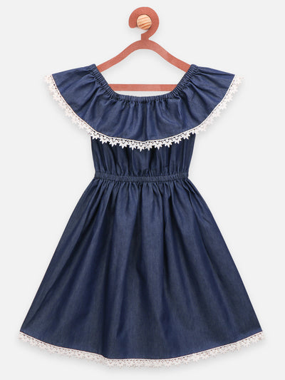 Denim Washed dress with Handloom Belt