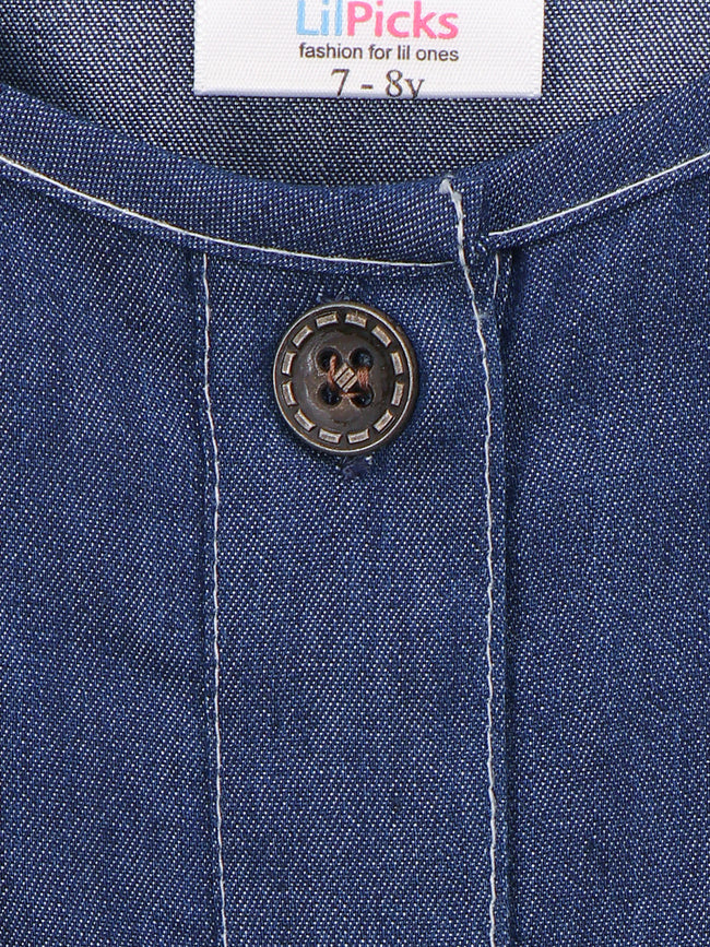 Denim Layered Fit and Flare Dress