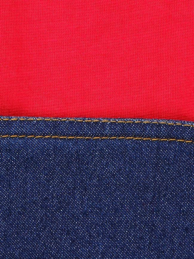 Red Tee with Denim Dungaree Set