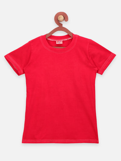 Red Tee with Denim Dungaree Set