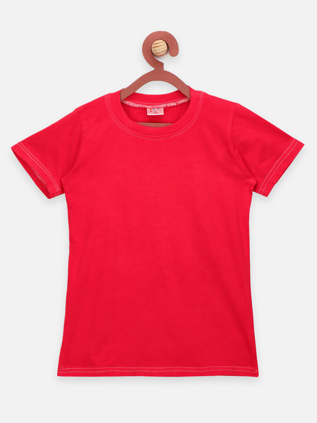 Red Tee with Denim Dungaree Set