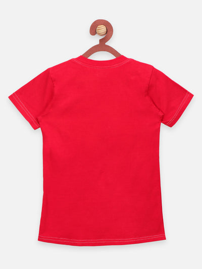 Red Tee with Denim Dungaree Set