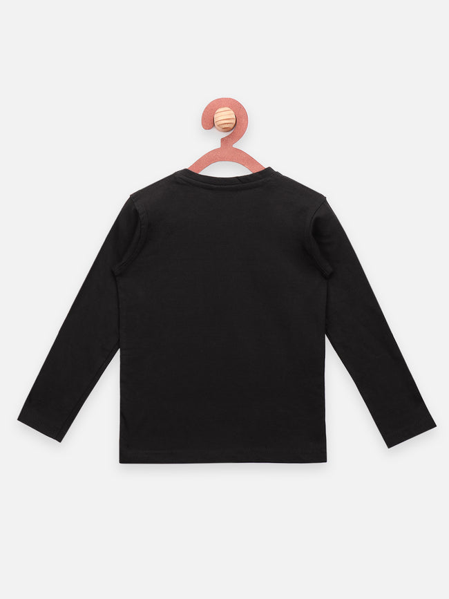 LilPicks Black Tshirt with Banana Print Nightsuit