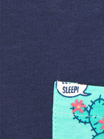 LilPicks Navy Tshirt with Cactus Print Nightsuit