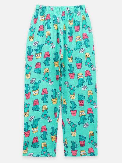 LilPicks Navy Tshirt with Cactus Print Nightsuit