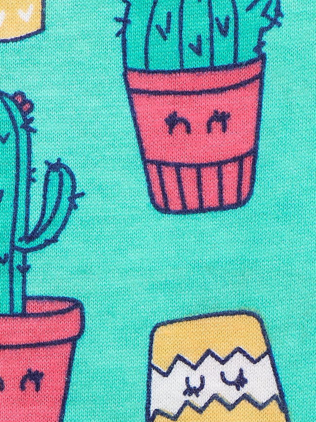 LilPicks Navy Tshirt with Cactus Print Nightsuit