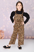 Tiger Print Pinafore Jumpsuit with Black Hi-neck Set