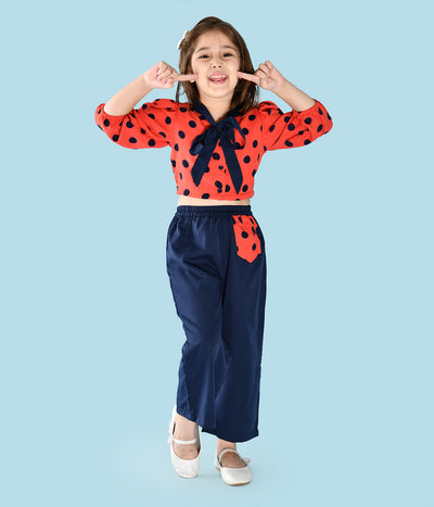 Polka Flounce Top with Pocket Pant Set