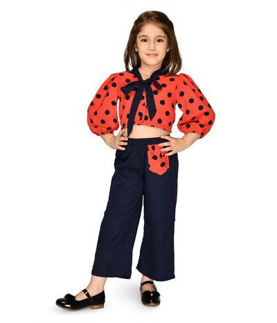 Polka Flounce Top with Pocket Pant Set