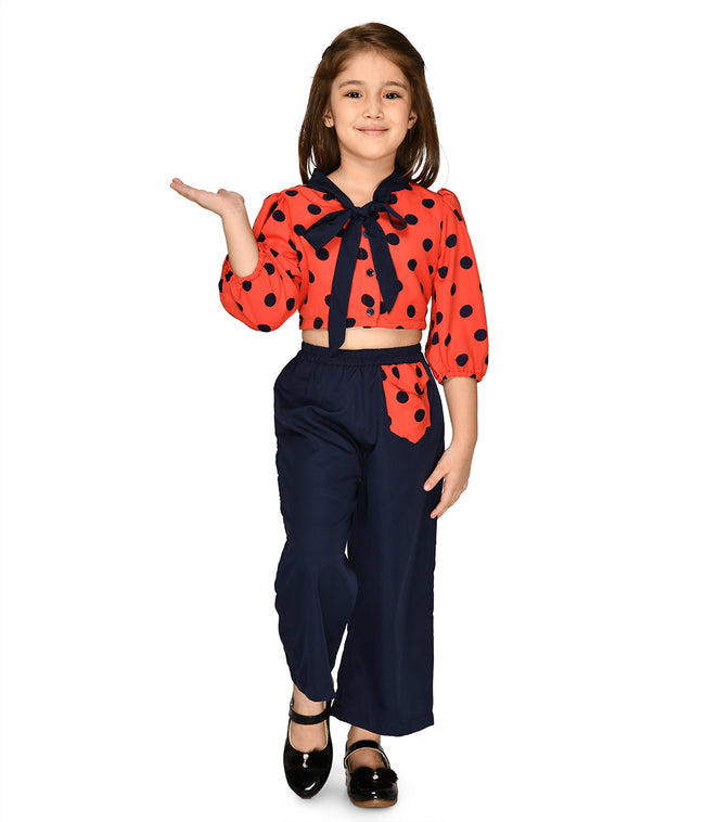 Polka Flounce Top with Pocket Pant Set
