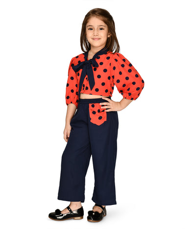 Polka Flounce Top with Pocket Pant Set