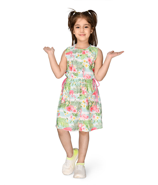 Flammingo Print Waist cut out Dress