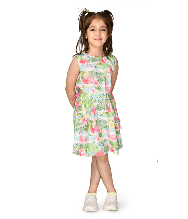 Flammingo Print Waist cut out Dress