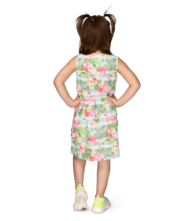 Flammingo Print Waist cut out Dress