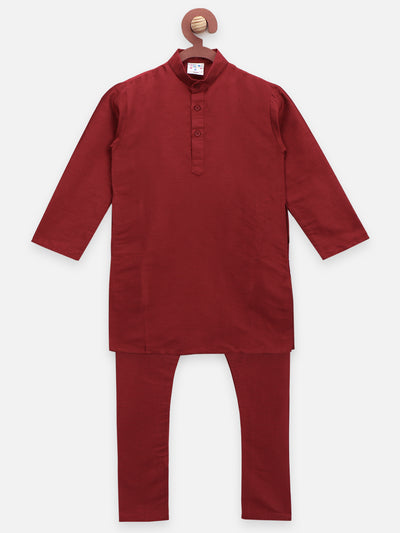 Maroon Plain Kurta Pyjama Set