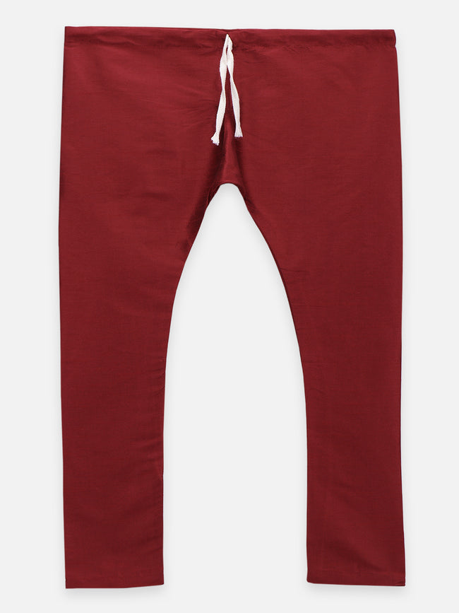 Maroon Plain Kurta Pyjama Set
