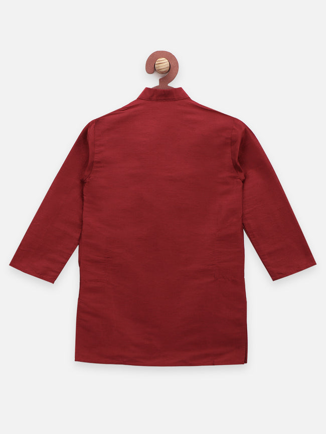 Maroon Plain Kurta Pyjama Set