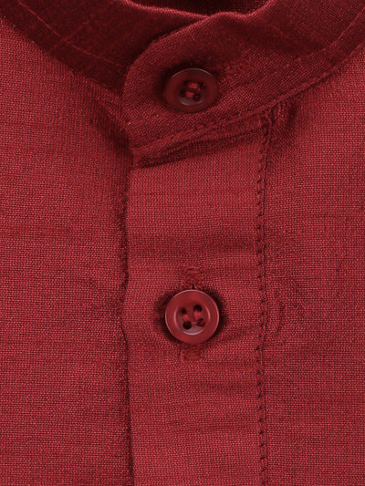 Maroon Plain Kurta Pyjama Set