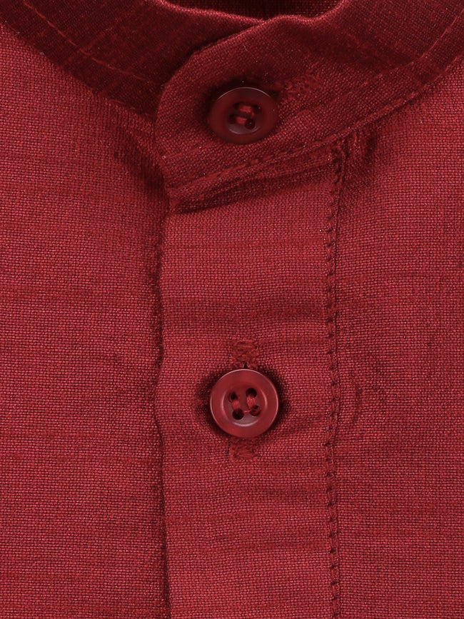 Maroon Plain Kurta Pyjama Set