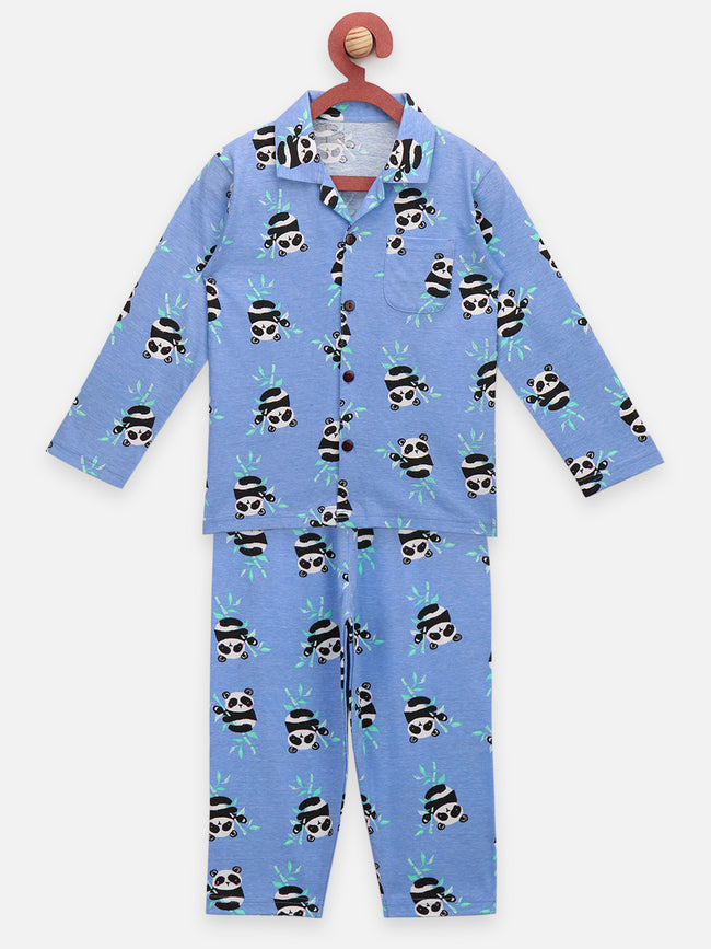 Panda Print Collar Overall NightSuit