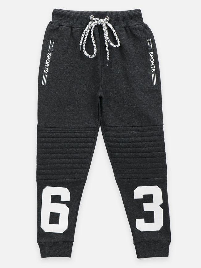 Dark Grey Knee Quilted Fleece TrackPant