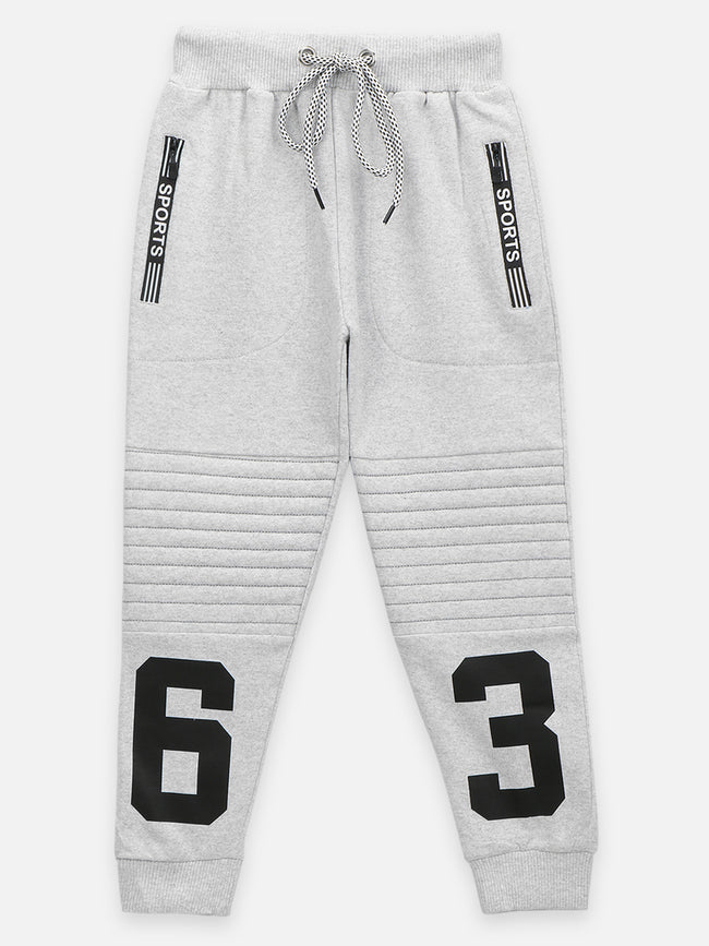 Grey Knee Quilted Fleece TrackPant
