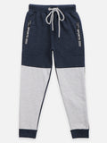 Blue Melange Colorblock Fleece Trackpant