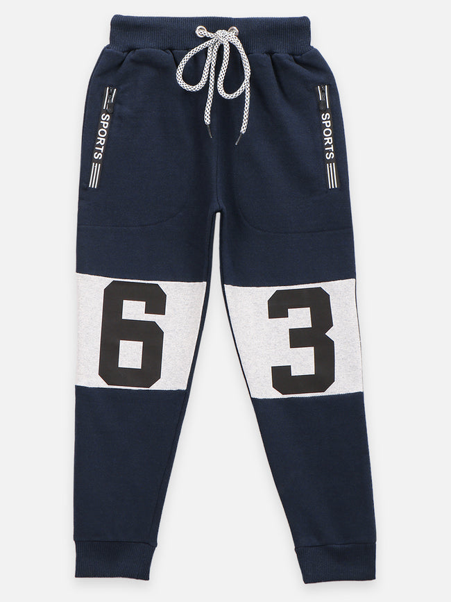 Blue Knee Printed Track Pant