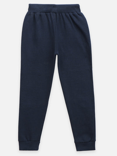 Blue Knee Printed Track Pant