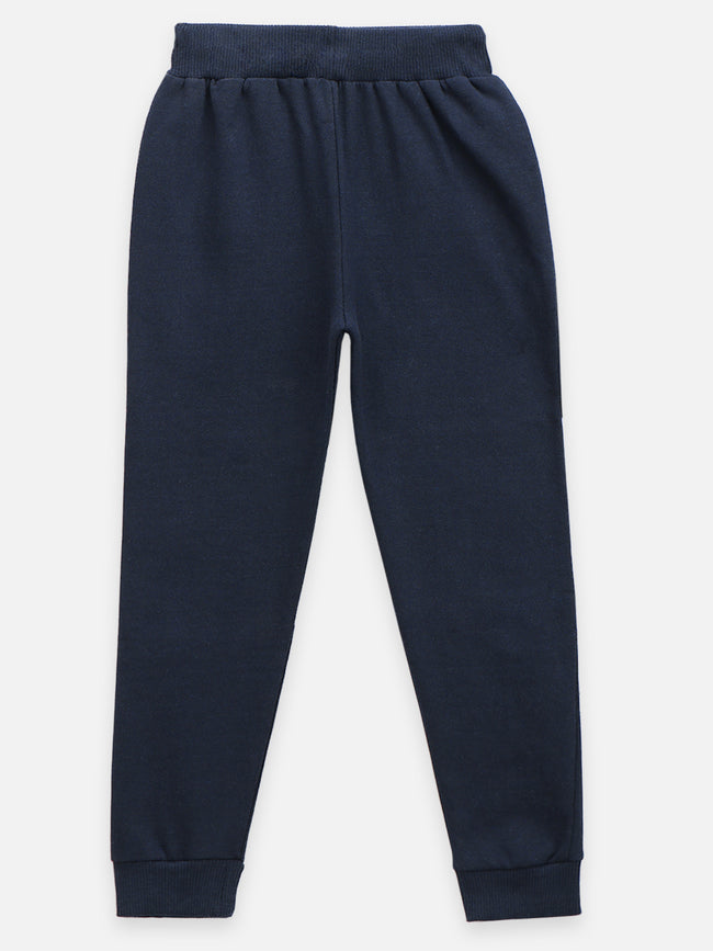Blue Knee Printed Track Pant
