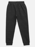 Dark Grey Knee Printed Fleece TrackPant