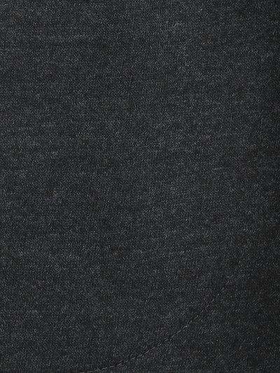 Dark Grey Knee Printed Fleece TrackPant