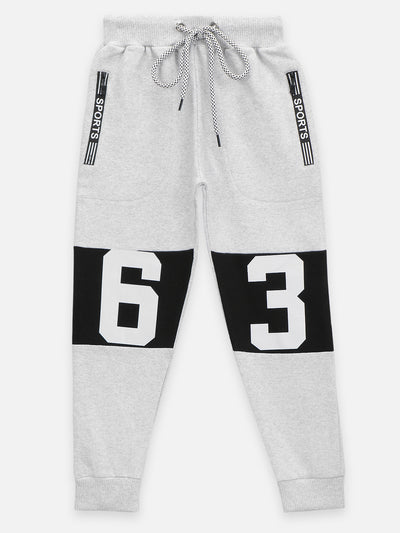 Melange Grey Knee Printed Fleece TrackPant