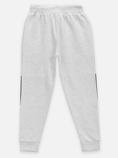 Melange Grey Knee Printed Fleece TrackPant