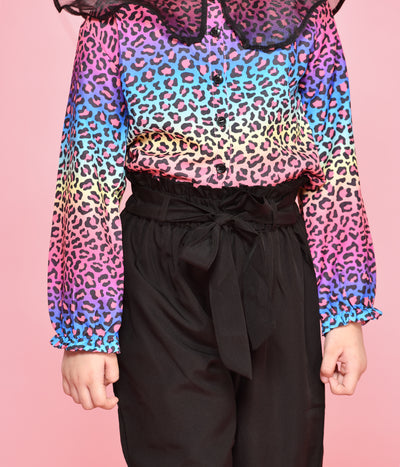 Elegant Tiger Print Top with Black Trouser Set
