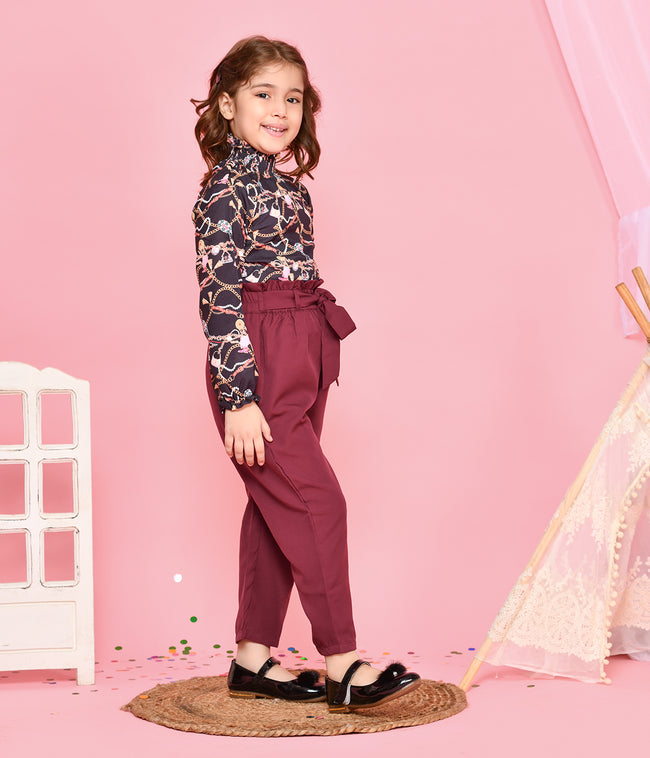 Abstract Print Black top with Trouser Set