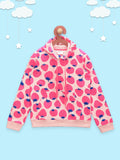 Strawberry Print Pink Full Sleeves Hoodie