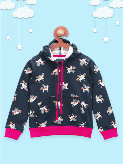 Unicorn Print Midnight Blue Hoodie